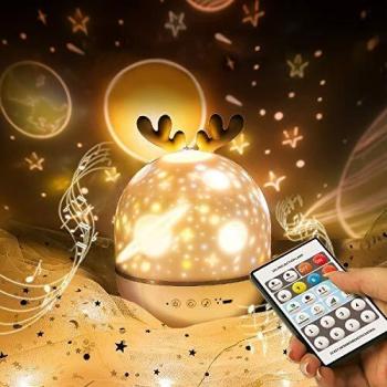 Proyector de Cielo Estrellado con Mando a Distancia, Linda Lámpara de Proyección con Temporizador y 8 Canciones de Carga USB, Regalo Para Niños y Niñas, Decoración de Habitación Infantil