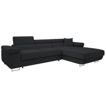 Sofá rinconero Comfivo S102, gris, con función de descanso, caja de ropa de cama, 280x170x70cm