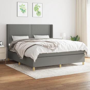 Cama box spring suave con colchón gris oscuro 160x200 cm tela