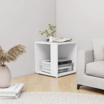 Mesa auxiliar de madera contrachapada blanca 33x33x34,5 cm