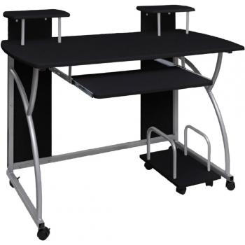 Escritorio de ordenador de madera contrachapada negro 110x52x88,5 cm