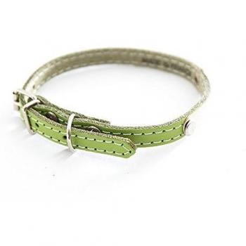 Collar para perro acolchado de cuero con placa 18mm x 45cm color Anís Martin Sellier