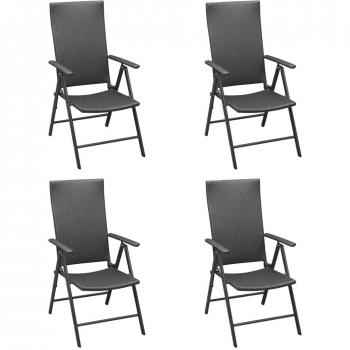 vidaXL Garden Chairs 4 pcs Poly Rattan Black