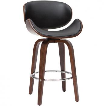 Taburete de bar moderno negro y madera oscura 65 cm walnut