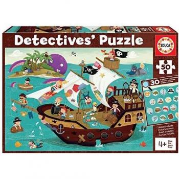 Educa Detectives Piratas. Puzzle Infantil de 50 Piezas. Móntalo y Busca los Objetos escondidos. +4 años. Ref. 18896, Multicolor