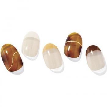 Ohora Gel Nail Strips N Amber French 30uds - Tiras de esmalte de uñas autoadhesivas, diseño francés en color ámbar, paquete de 30 unidades