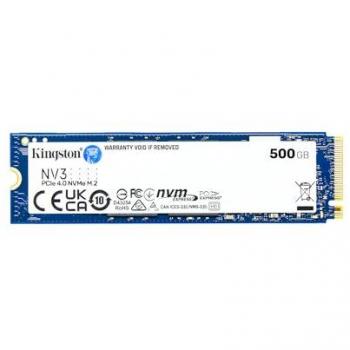 Kingston Technology 500G NV3 M.2 2280 NVMe SSD - Type: Internal SSD, Capacity: 500GB, Interface: PCIe 4.0 NVMe, Form Factor: M.2 2280,