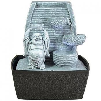 Zen'Light Fontaine d'Intérieur Mur Bouddha Rieur, Plateado, 20 x 15 x 24 cm