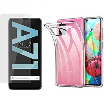 Pack 2 En 1 Funda Gel Transparente + Protector Cristal Templado para Samsung Galaxy A71