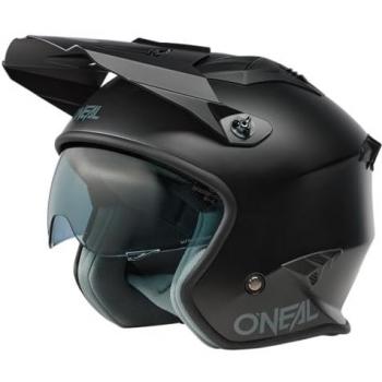 Casco Jet O'Neal Volt Solid Negro Adulto ECE 22.05, Carcasa ABS, Visera Solar integrada, Talla XL