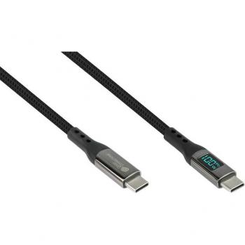 Cable de Carga y Sincronización USB 2.0 (100W) con Pantalla Digital, USB-C a USB-C, 1m