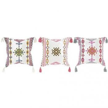 Cojín DKD Home Decor Multicolor Árabe 40 x 10 x 40 cm con Flecos (3 Piezas)