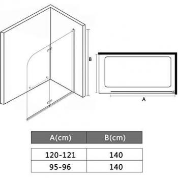 SengentoStyle Douchewand inklapbaar 2 panelen 95x140 cm ESG
