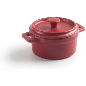 Mini cacerola de melamina con tapa 14 cm, 640 ml, apta para lavavajillas, libre de BPA, roja