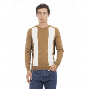 Baldinini Trend Brown Cotton Sweater - XL
