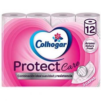 Colhogar Protect Care Aroma 7x6 - Papel Higiénico Suave y Resistente - Paquete con 12 Rollos - Papel de Baño de 3 Capas - Aroma