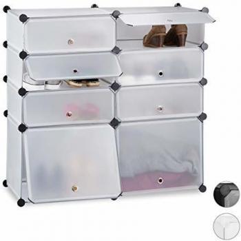 Zapatero Modular de Plástico Transparente con 8 Compartimentos, 91 x 94.5 x 36.5 cm - Relaxdays