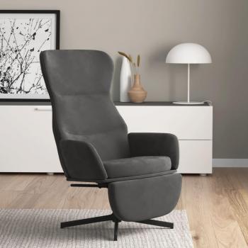 Sillón de Relax Reclinable con Reposapiés en Terciopelo Gris Oscuro
