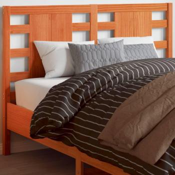 Cabecero de cama de madera maciza de pino con acabado en cera marrón, 135 cm