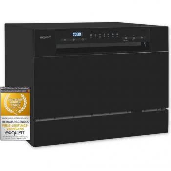 Lavavajillas compacto Exquisit GSP206-030D negro, 6 servicios, eficiente clase D, 7 programas