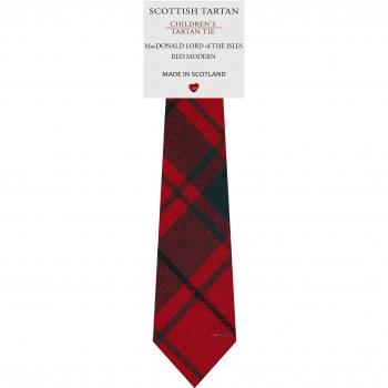 Boys All Wool Tie Woven Scotland - MacDonald Lord Of The Isles Red Modern Tartan
