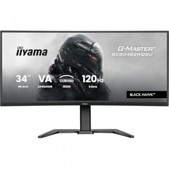 Monitor Curvo para Juegos iiyama G-Master GCB3482WQSU-B1 34 UWQHD VA 120Hz 0.6ms FreeSync HDR400 USB-C Altavoces Ajustables
