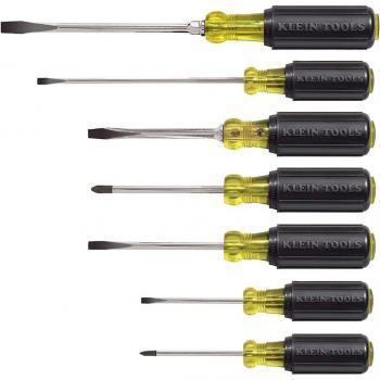Klein Tools 7-Piece Phillips/Slotted Screwdriver Set with Non-Slip Cushion-Grip Handles and Tip-Ident