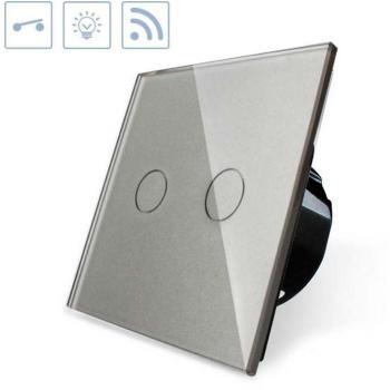 Interruptor táctil doble + remoto frontal gris LEDBOX