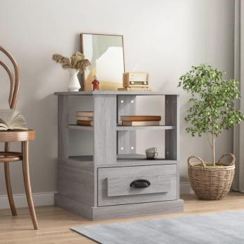 Mesa auxiliar vidaXL madera contrachapada 50x50x60 cm en colores Blanco, Negro y Gris Sonoma, tipo Mesa de sofá, Mesa de Entrada para Salón, Consola de Entrada, Mueble Recibidor y Mesita
