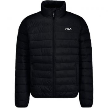 Fila Men's Black Water-Repellent Lightweight Puffer Jacket with Logo