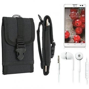 bolsa del cinturón / funda para LG Electronics Optimus L9 II, negro + Auriculares | caja del teléfono cubierta protectora bolso - K-S-Trade