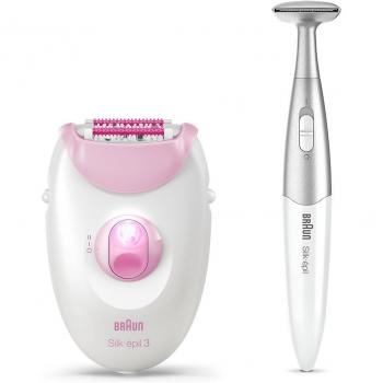 Braun Silk-épil 3 3-321 Depiladora Eléctrica para Mujer con Perfiladora de Zona del Bikini, Blanco