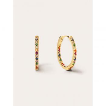 Pendientes Singularu Gleam Colors - Elegantes Pendientes de Plata con Baño en Oro y Circonitas Multicolor