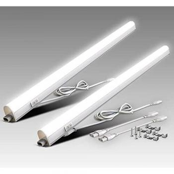 Juego de 2 Lámparas LED Bajo Armario, 15W, Luz Blanca Neutra 4000K, Longitud 87.3 cm, Interruptor On/Off, Expandibles