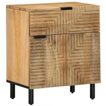 Brown Mango Wood Bedside Cabinet 50x33x60 cm - Solid Construction with Storage