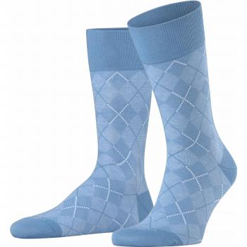 Burlington Carrington Cotton Argyle Socks for Men, Azure, Size 6.5-11