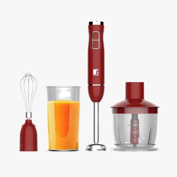 Batidora de Mano 3 en 1 Bergner CHARCOAL 1000W con Picadora, Batidor y Vaso Medidor, Acero Inoxidable, 2 Velocidades