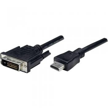 Manhattan HDMI to DVI-D Dual Link Cable, 24+1 Pin, 1.8m, Male to Male, Black, Compatible with DVI-D, Equivalent to Startech HDMIDVIMM6, Lifetime Warranty,