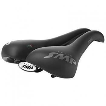 Sillín Selle SMP TRK Large negro - Sillín ergonómico, diseño anatómico, acolchado de gel, raíl de acero inoxidable, tamaño grande, ideal para largas distancias y comodidad en la bicicleta