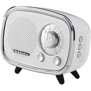 Crosley Rondo Portable Retro Bluetooth Speaker - White, Wireless, Rechargeable Battery, 27H Playtime, Microphone, USB & Micro SD Ports