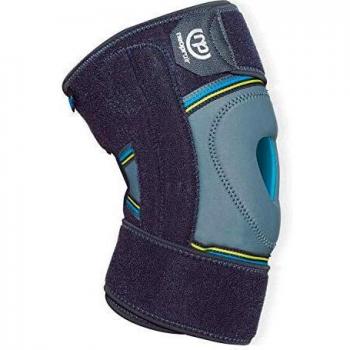 PRIM NEOPRAIR | Rodillera envolvente | Rótula Abierta | Dolor articular/Bursitis/Tendinitis | Neopreno Tanspirable | Uso deportivo |Talla única | Color Gris y Azul