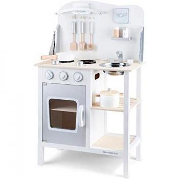 New Classic Toys Toys-11053 Kitchenette-Bon Appetit-White/Silver, Color Blanco
