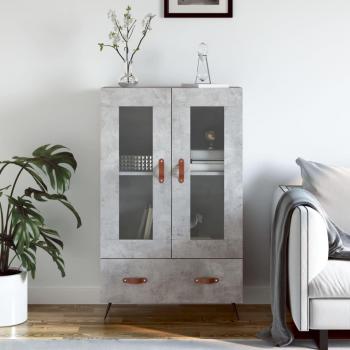 Aparador alto de madera de ingeniería 69,5x31x115 cm en color gris hormigón, mueble de almacenaje para salón, buffet y armario auxiliar