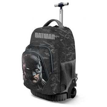 Mochila Trolley Karactermania Batman Face, 47 cm, con ruedas, color negro, capacidad 39 L