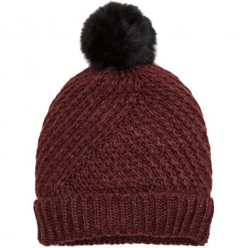 PIECES Pcjokima Pom Hood, Gorro de Punto para Mujer, Rojo