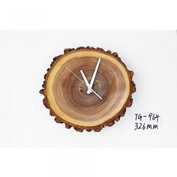 CC Relojes de pared decorativos de barrido tranquila pista tiempo reloj de madera, tamaño grande, 326mm