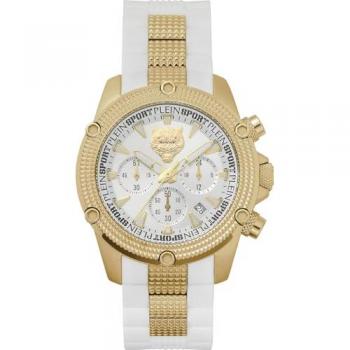 Plein Sport Hurricane Chrono Quartz Watch - White and Gold for Men