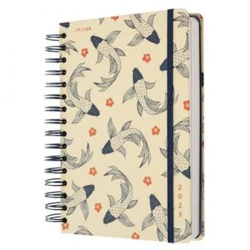 Agenda Anual 2025 Kokonote Wabi Sabi Beige con Ilustraciones y Pegatinas, Día por Página A5