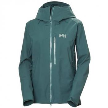 Chaqueta impermeable con capucha Helly Hansen Verglas Backcountry Ski Shell verde oscuro mujer - M