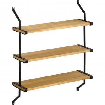 HOMCOM Estantería de Pared de 3 Niveles Estante Flotante de Madera para Salón, Dormitorio, Cocina, Comedor Carga 15 kg 51x15x63,5 cm